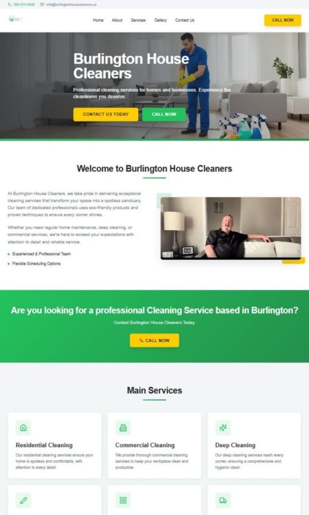 Burlington House Cleaners website designed and built by Awais Bukhari / Tech Arizon