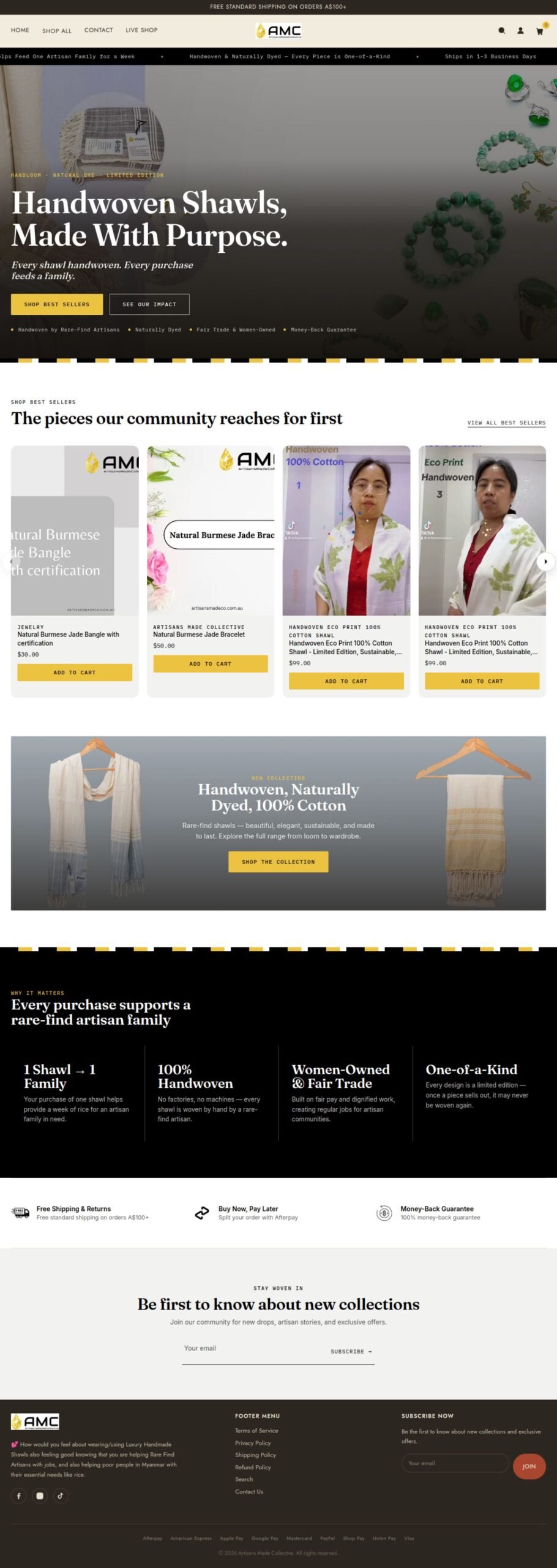 Artisans Made Co website designed and built by Awais Bukhari / Tech Arizon