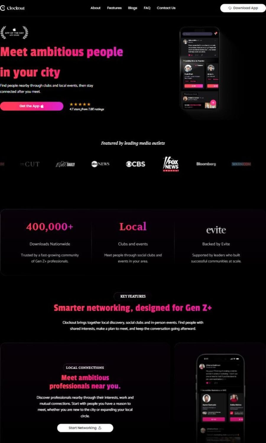 Clockout website designed and built by Awais Bukhari / Tech Arizon