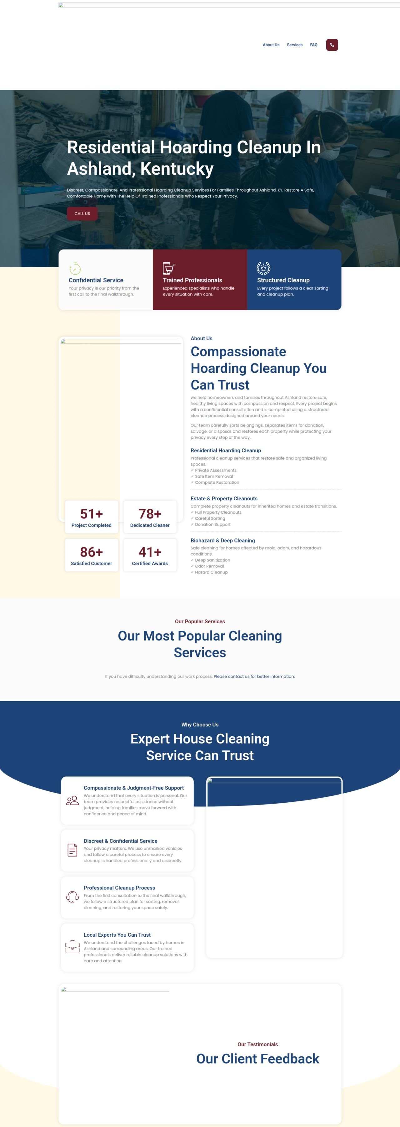 Hoarding Cleanup Ashland website designed and built by Awais Bukhari / Tech Arizon