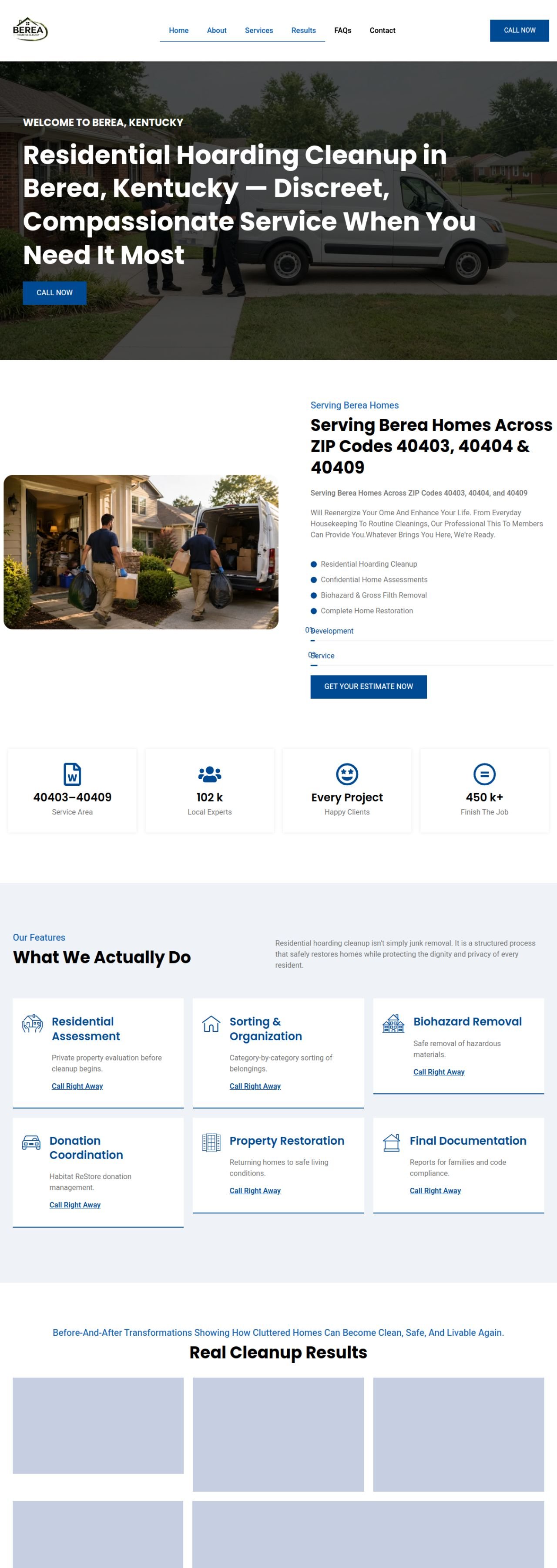 Hoarding Cleanup Berea website designed and built by Awais Bukhari / Tech Arizon