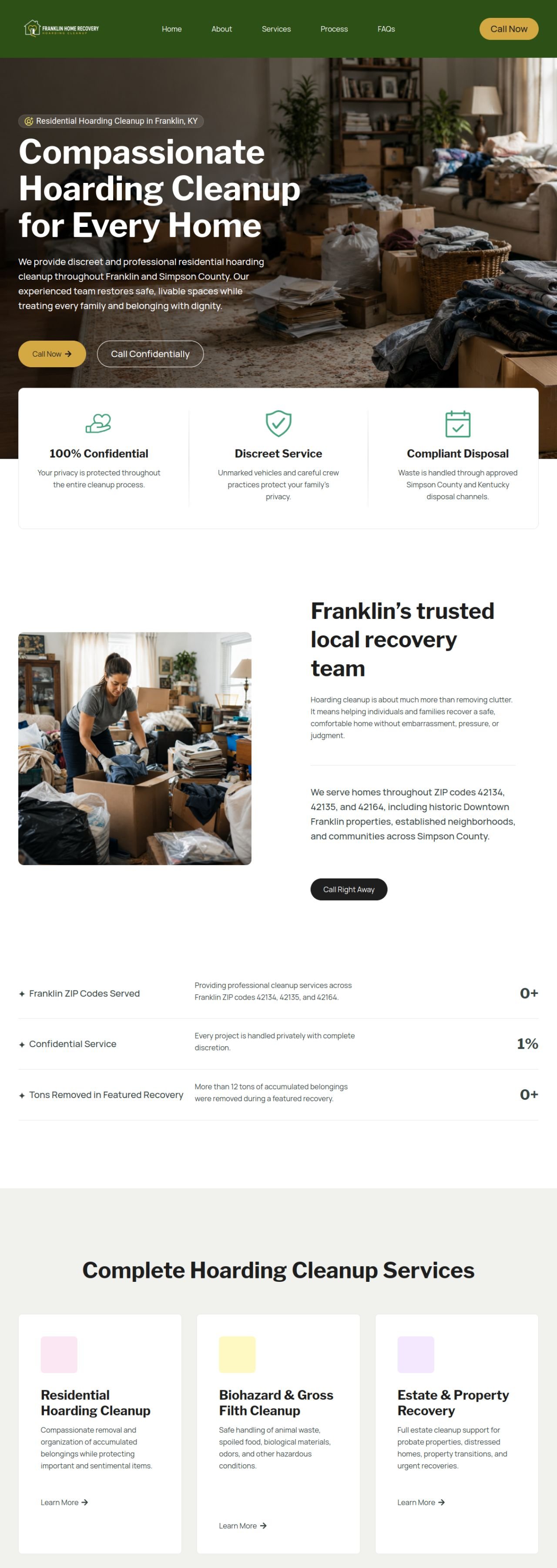 Hoarding Cleanup Franklin website designed and built by Awais Bukhari / Tech Arizon
