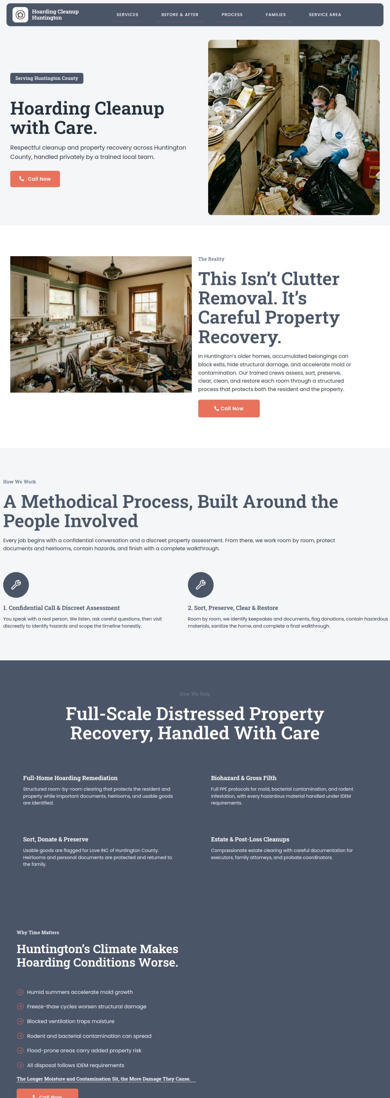 Hoarding Cleanup Huntington website designed and built by Awais Bukhari / Tech Arizon