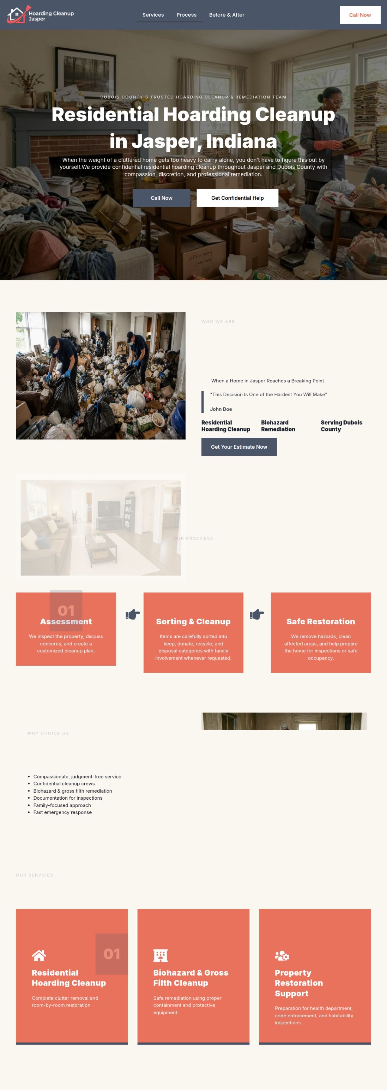 Hoarding Cleanup Jasper website designed and built by Awais Bukhari / Tech Arizon