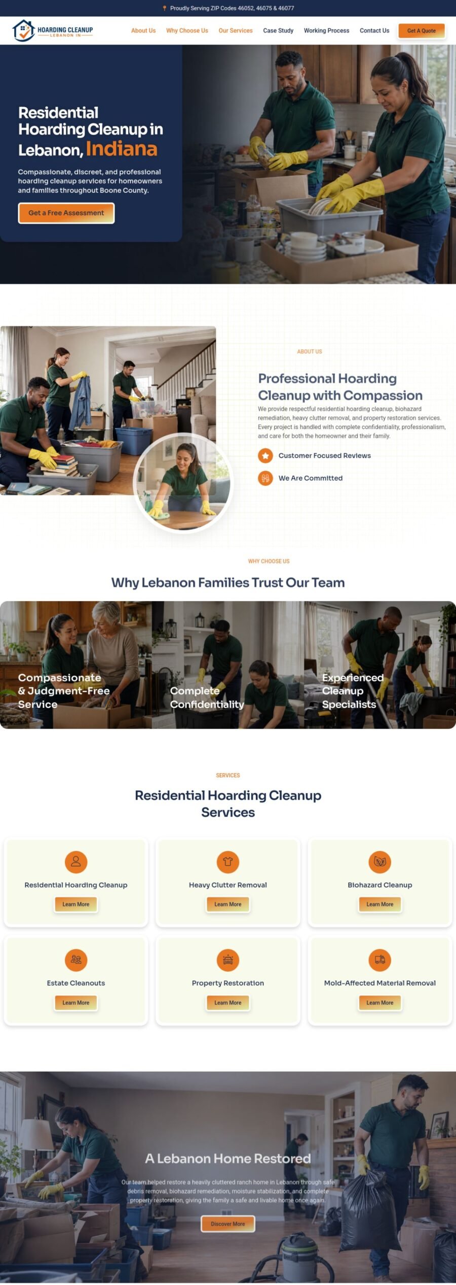 Hoarding Cleanup Lebanon IN website designed and built by Awais Bukhari / Tech Arizon