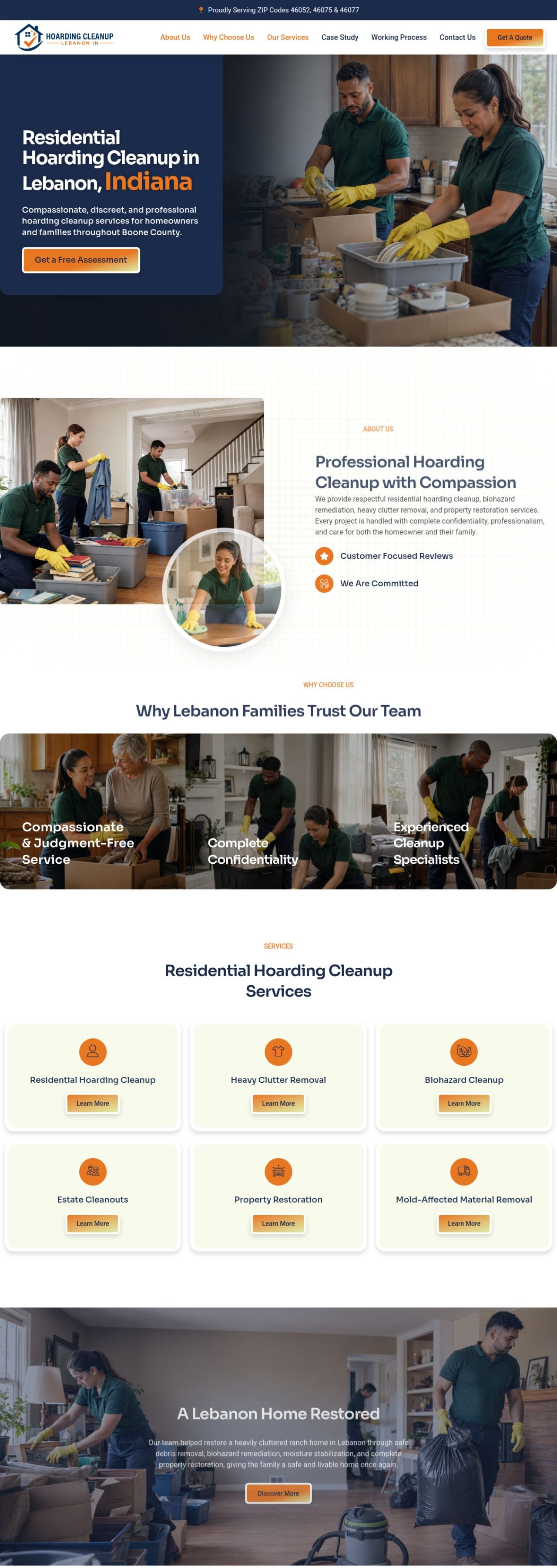 Hoarding Cleanup Lebanon IN website designed and built by Awais Bukhari / Tech Arizon
