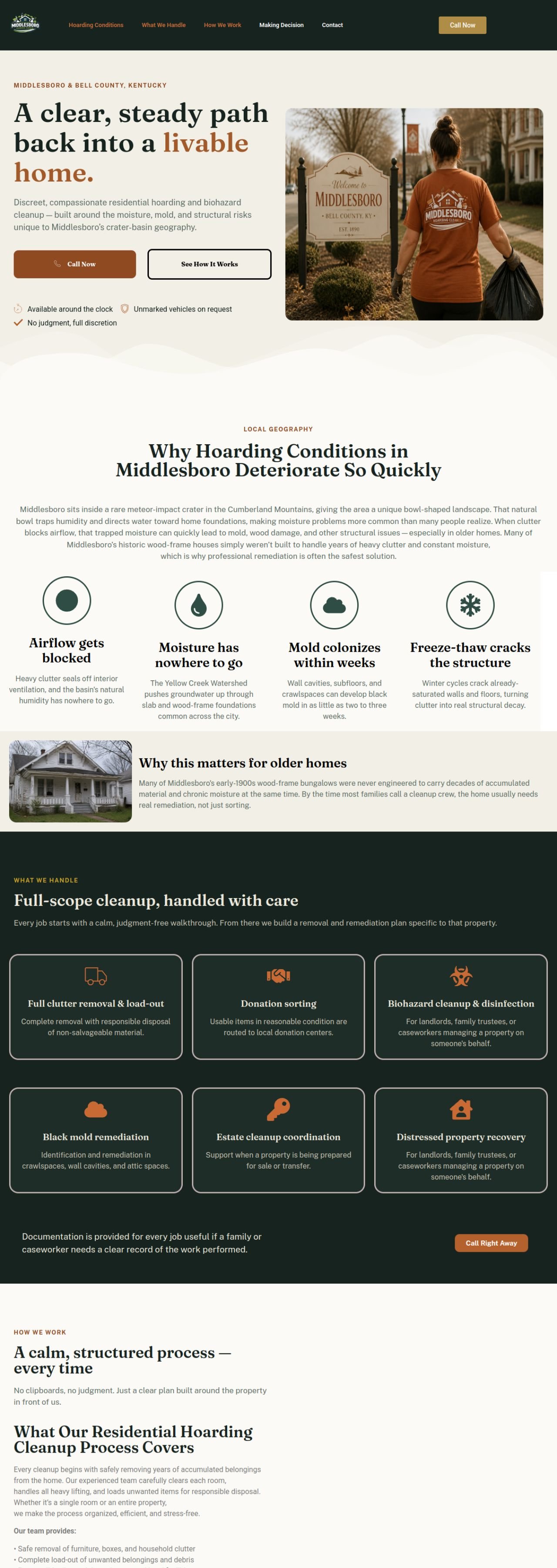 Hoarding Cleanup Middlesboro website designed and built by Awais Bukhari / Tech Arizon