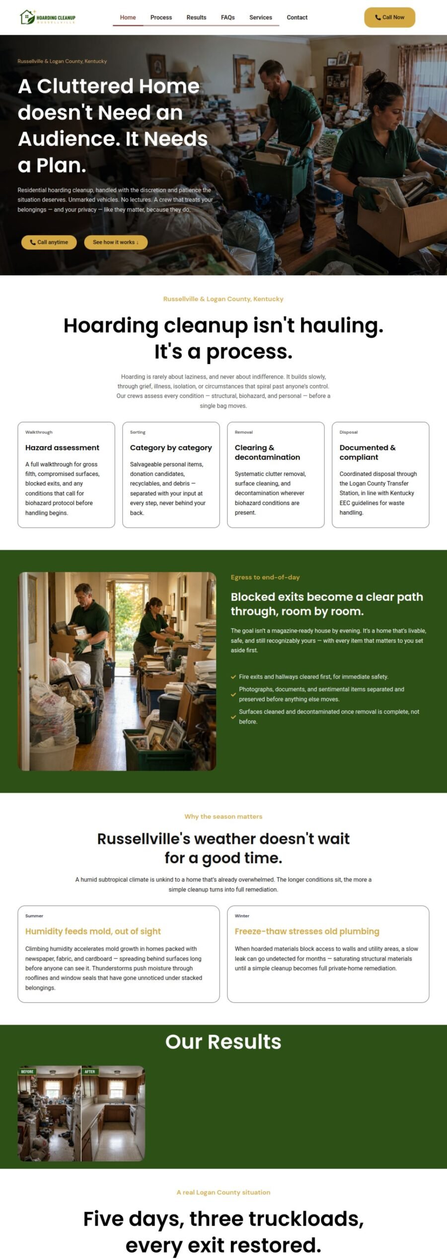 Hoarding Cleanup Russellville website designed and built by Awais Bukhari / Tech Arizon