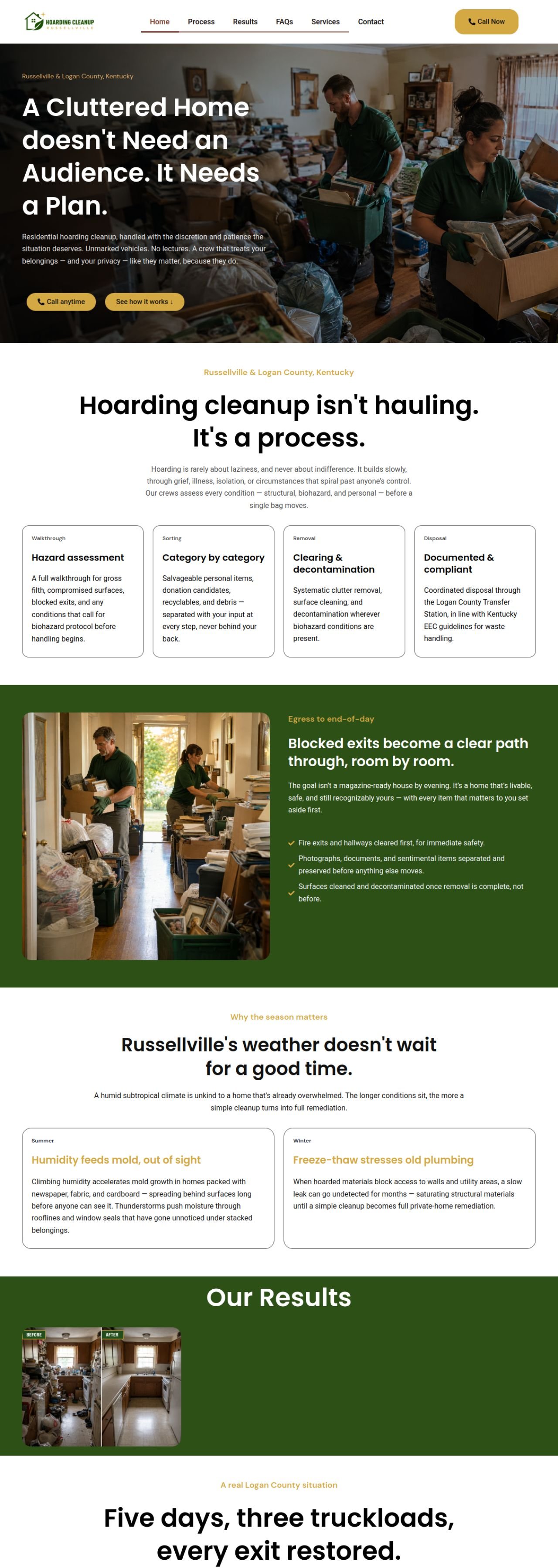 Hoarding Cleanup Russellville website designed and built by Awais Bukhari / Tech Arizon