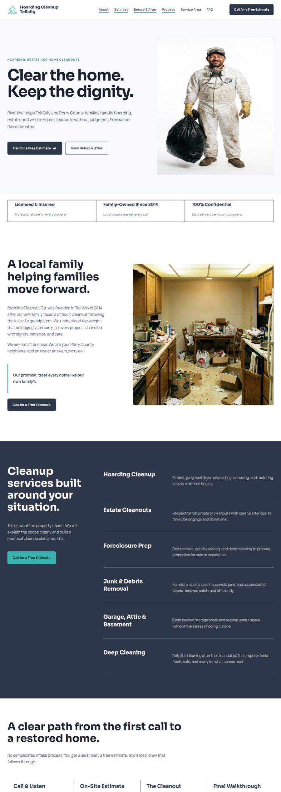 Hoarding Cleanup Tell City website designed and built by Awais Bukhari / Tech Arizon