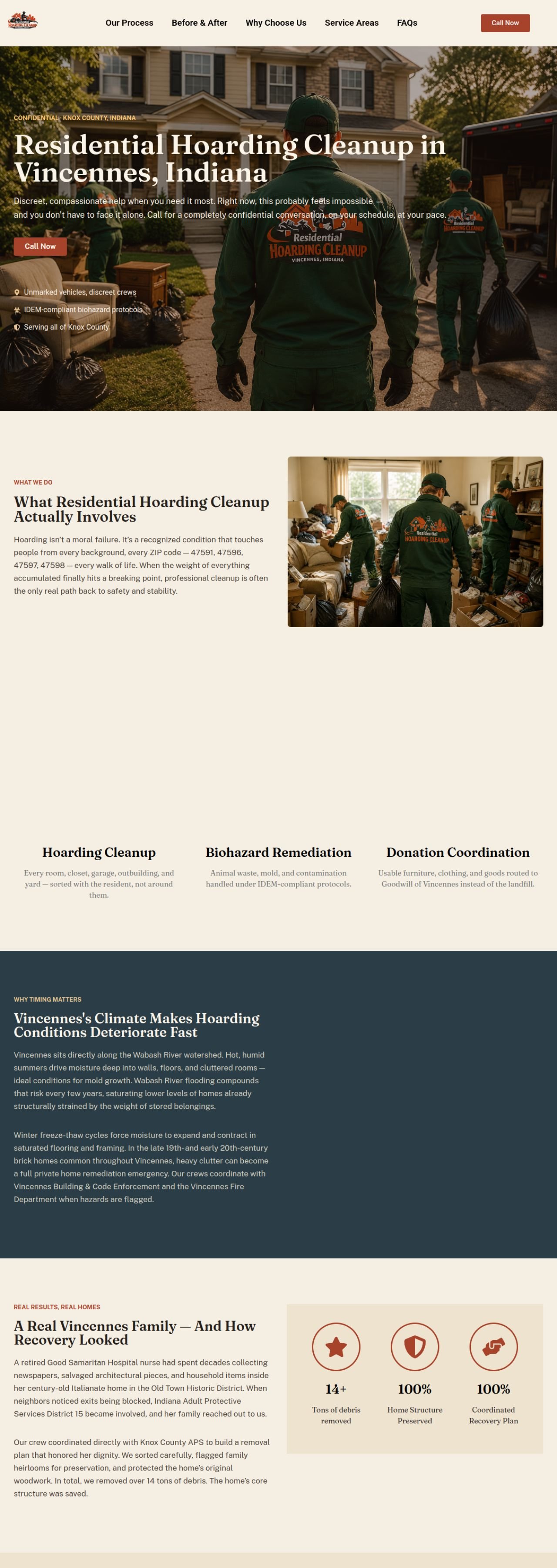 Hoarding Cleanup Vincennes website designed and built by Awais Bukhari / Tech Arizon