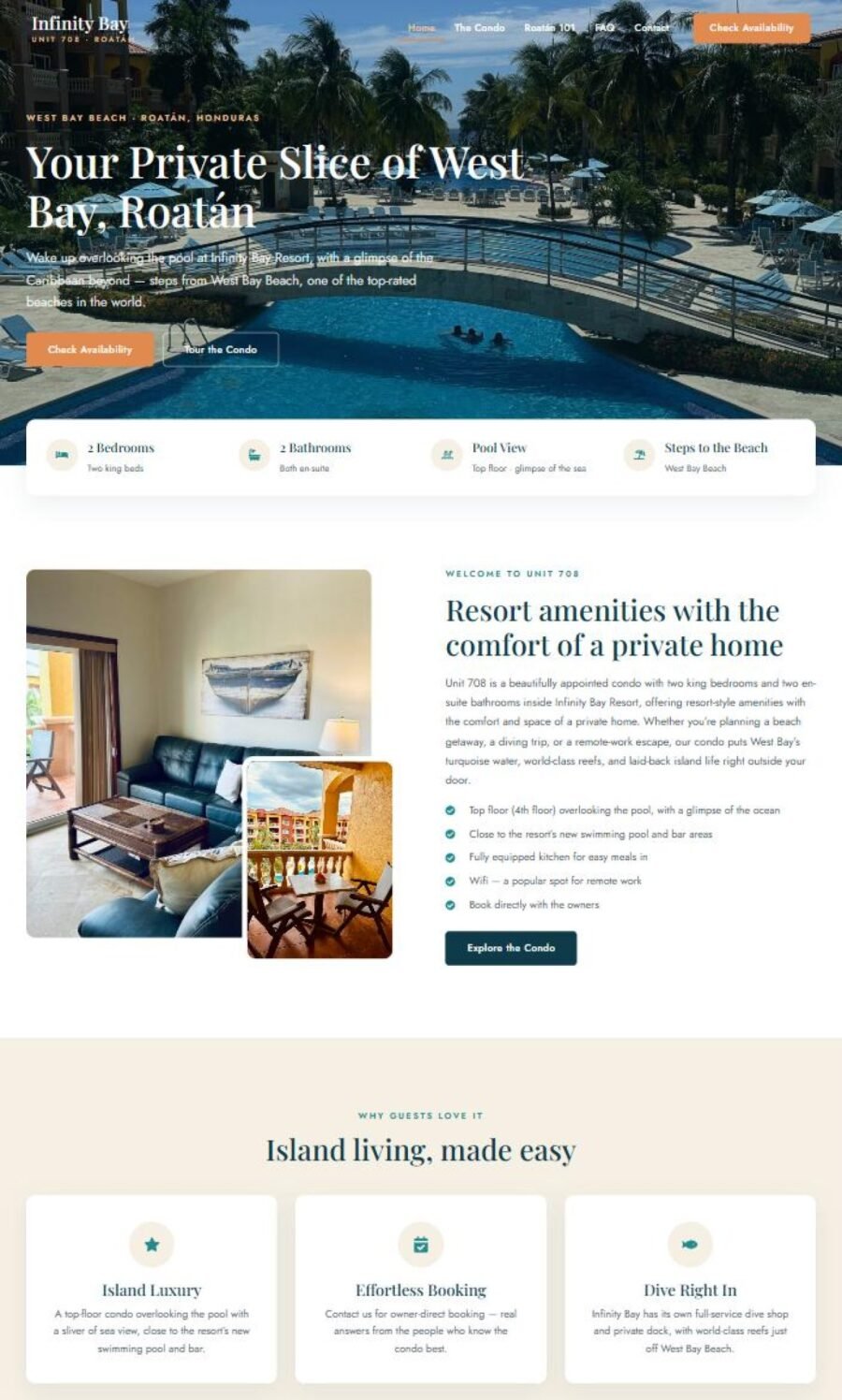Infinity Bay Unit 708 website designed and built by Awais Bukhari / Tech Arizon