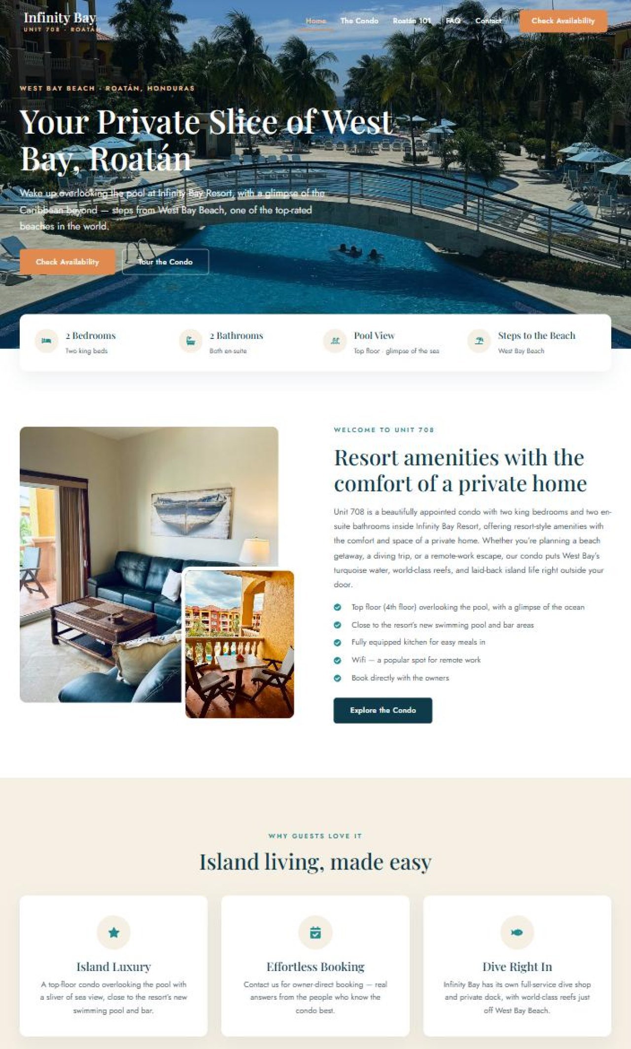 Infinity Bay Unit 708 website designed and built by Awais Bukhari / Tech Arizon