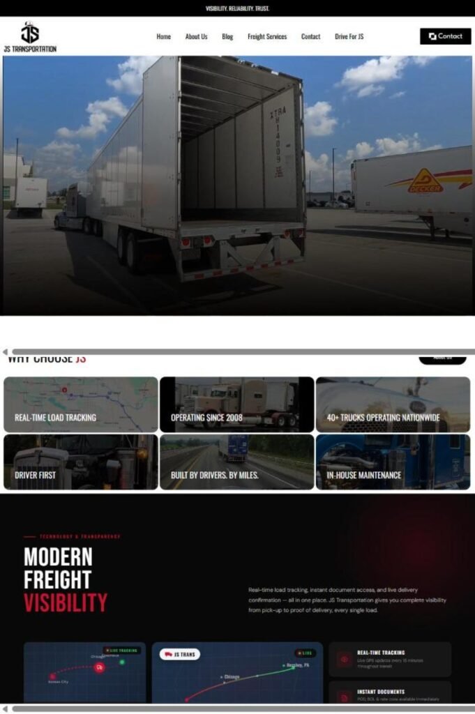 JS Trans KC website designed and built by Awais Bukhari / Tech Arizon
