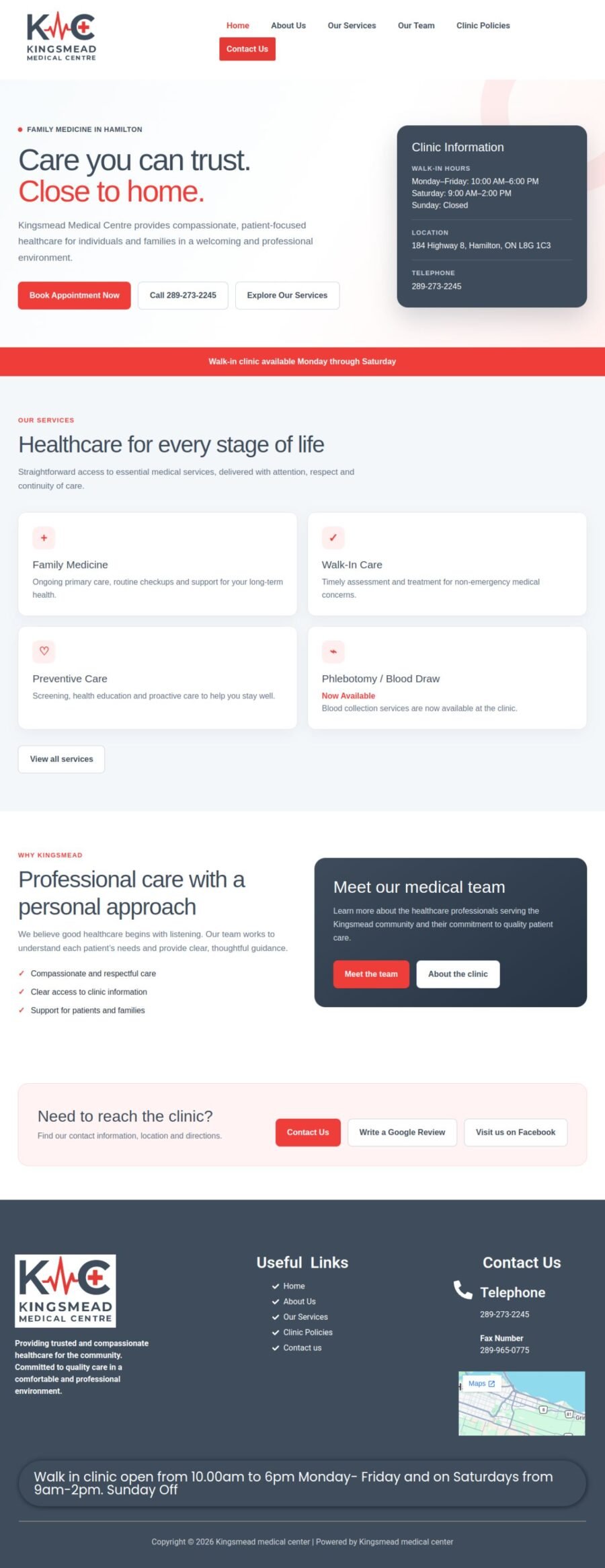 Kingsmead Medical Centre website designed and built by Awais Bukhari / Tech Arizon
