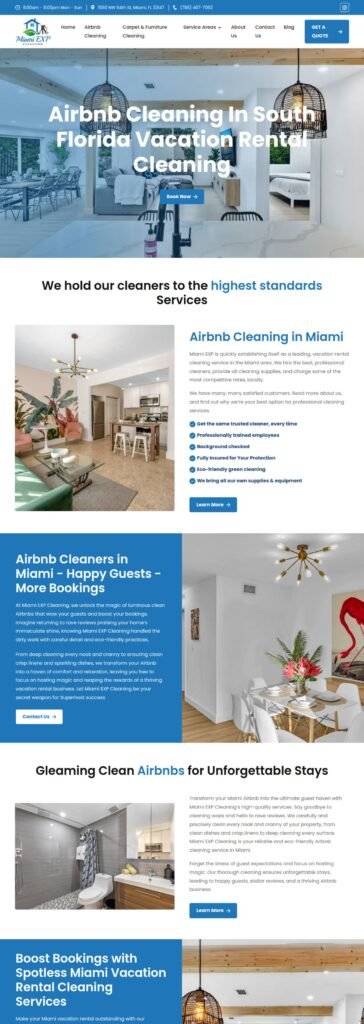 Miami Exp Cleaning website designed and built by Awais Bukhari / Tech Arizon