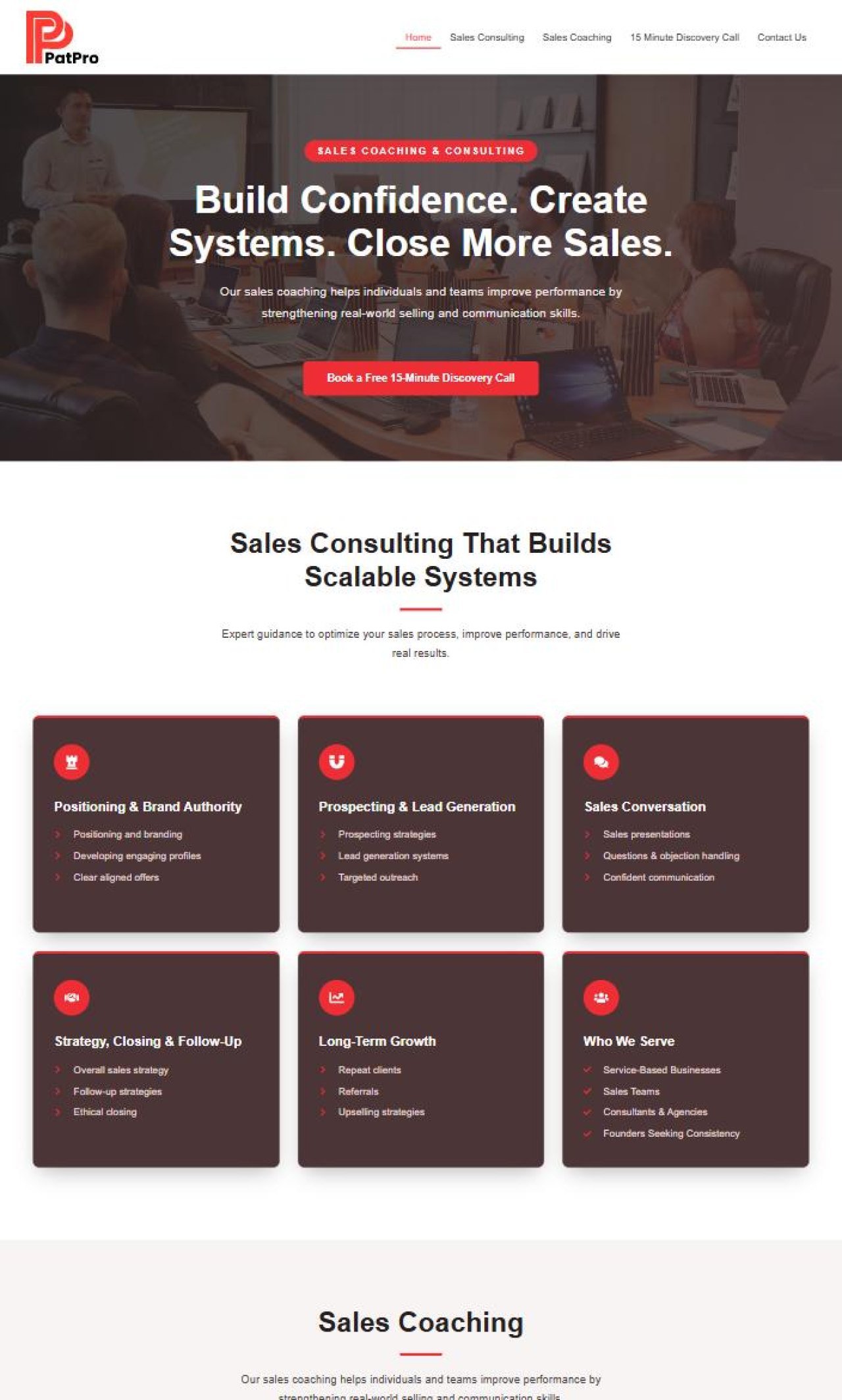 Pat Pro Coaching website designed and built by Awais Bukhari / Tech Arizon