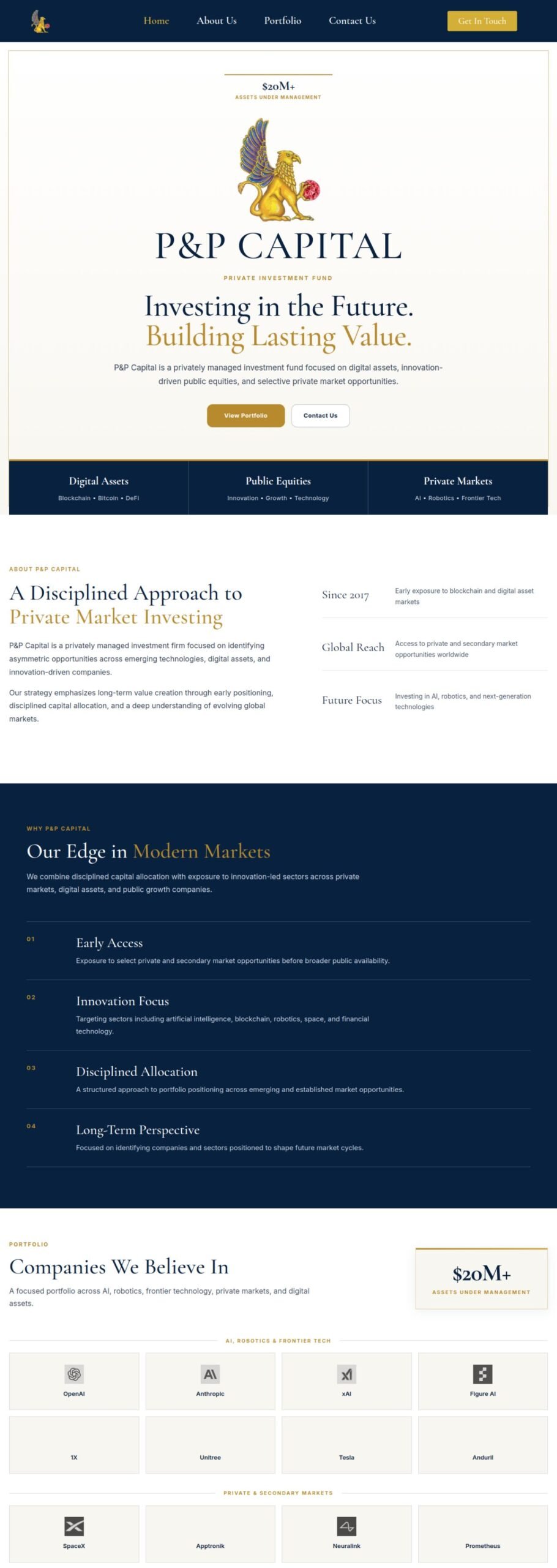 PP Capital Management website designed and built by Awais Bukhari / Tech Arizon