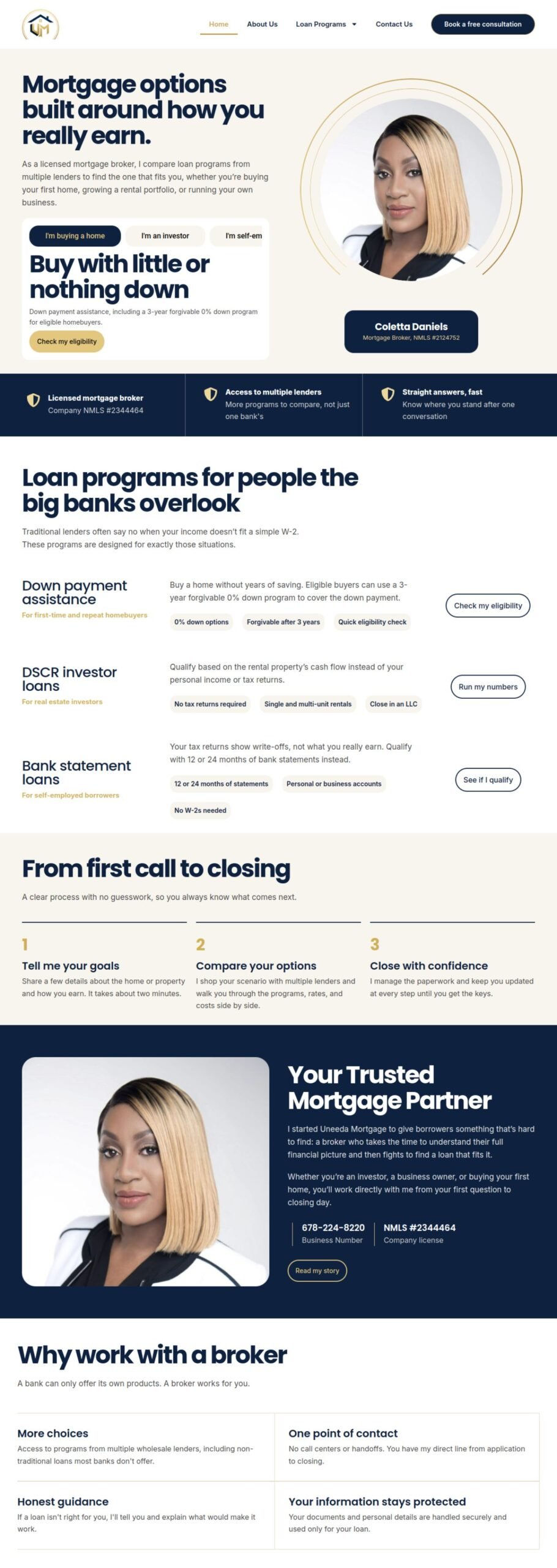 Uneeda Mortgage website designed and built by Awais Bukhari / Tech Arizon