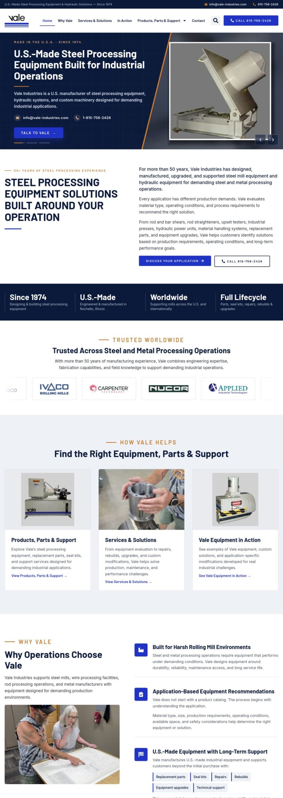 Vale Industries website designed and built by Awais Bukhari / Tech Arizon