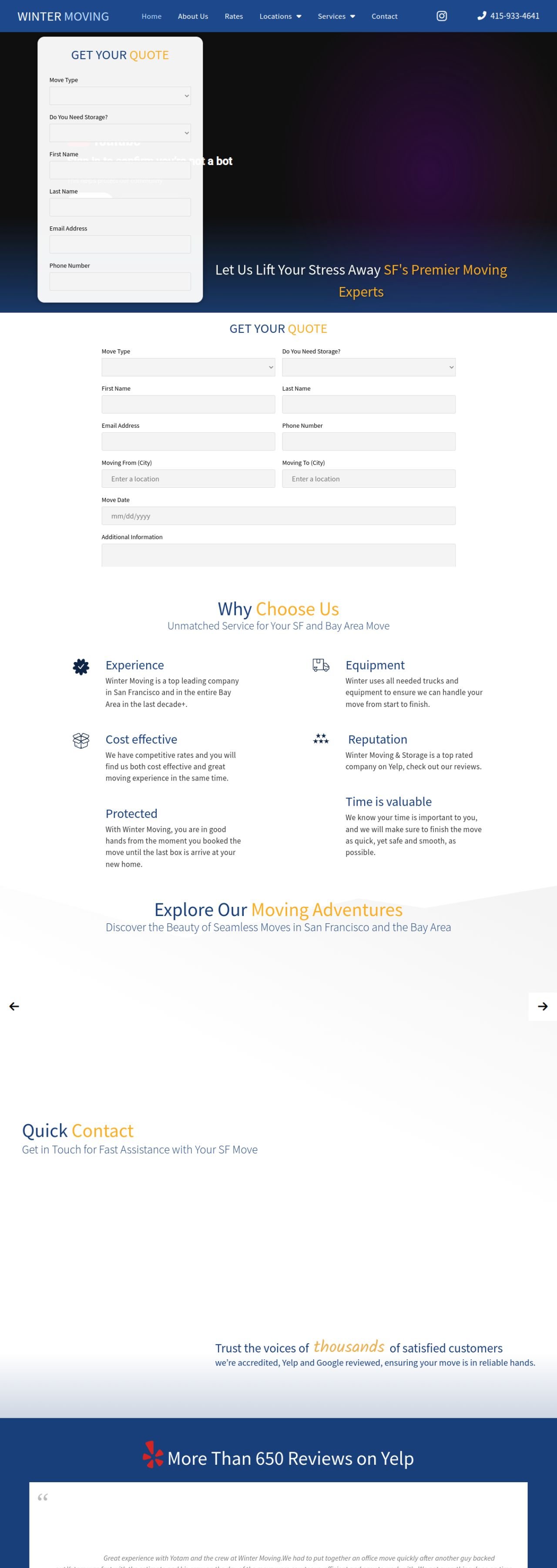 Winter Moving website designed and built by Awais Bukhari / Tech Arizon